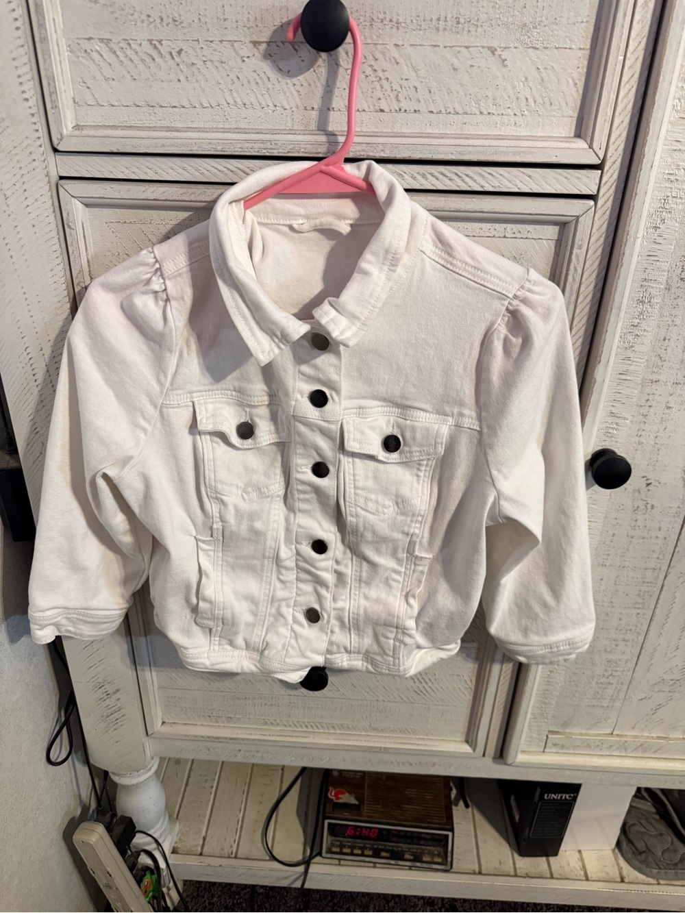 White Cotton Button-Front Girls' Jacket